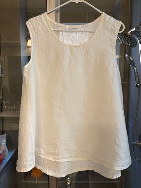 Bryn Walker White Sleeveless Linen Tank